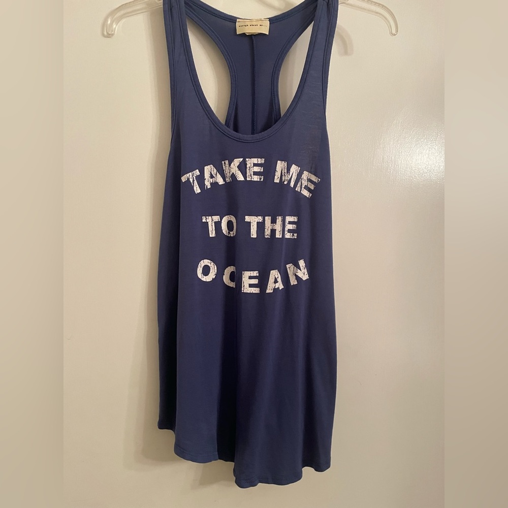 Blue ‘Take me to the ocean’ tank top